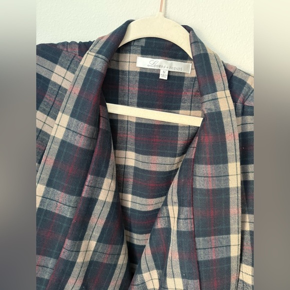 Lovers + Friends Days Like These Plaid Flannel Jacket in Navy Medium Open Front - Picture 4 of 8